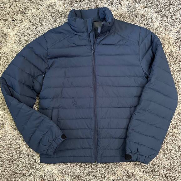 J Crew Men's Navy Blue Quilted Down Puffer Jacket Lightweight Coat S Small - Picture 1 of 9